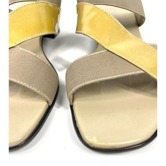 Munro Gold Beige Patent Criss Cross Slip On Stretch Sandals Block Women 8.5 - Picture 7 of 10
